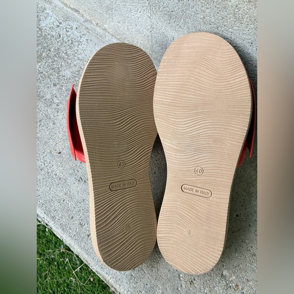 SOLE BLISS Bailey coral red sandals soft Italian leather BOW slides sz 40 NWOT - Picture 5 of 13